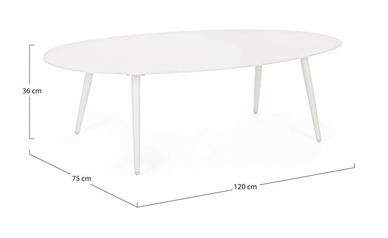 Masa de cafea pentru gradina / terasa, din aluminiu, Ridley Oval Alb, L120xl75xH36 cm (5)