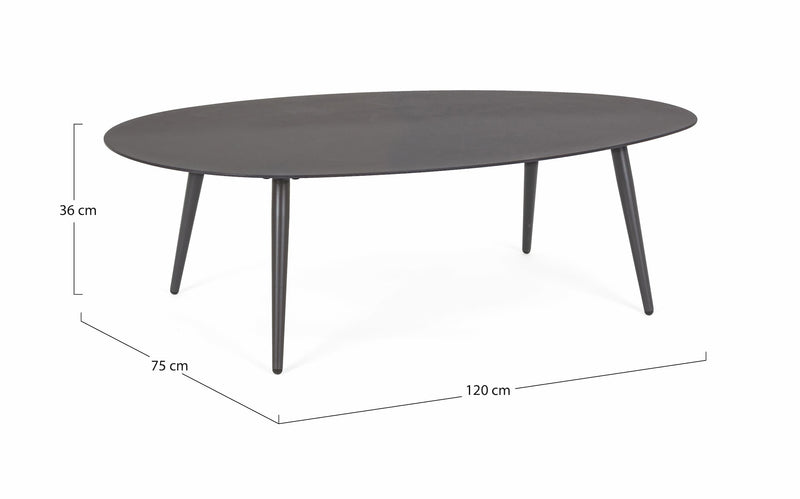 Masa de cafea pentru gradina / terasa, din aluminiu, Ridley Oval Antracit, L120xl75xH36 cm (6)