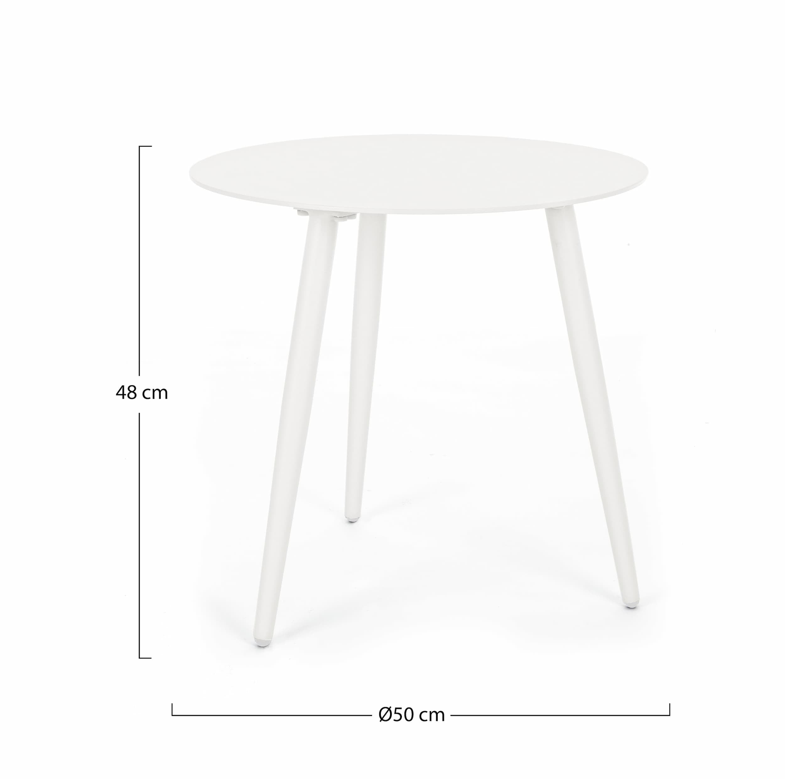 Masa de cafea pentru gradina / terasa, din aluminiu, Ridley Round Alb, Ø50xH48 cm (6)