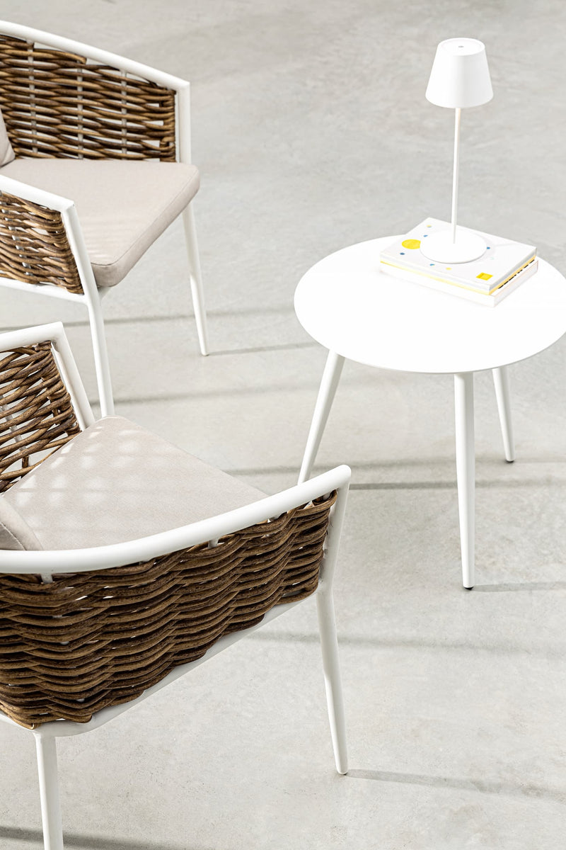 Masa de cafea pentru gradina / terasa, din aluminiu, Ridley Round Alb, Ø50xH48 cm (4)