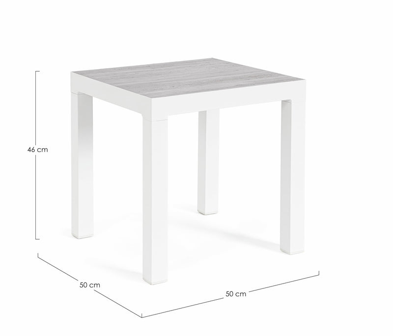 Masa de cafea pentru gradina / terasa, din aluminiu si ceramica, Kledi Square Gri / Alb, L50xl50xH46 cm (6)