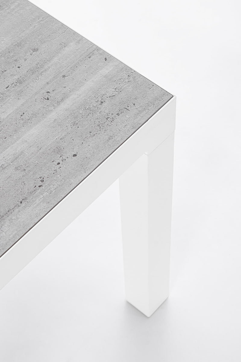 Masa de cafea pentru gradina / terasa, din aluminiu si ceramica, Kledi Square Gri / Alb, L50xl50xH46 cm (4)