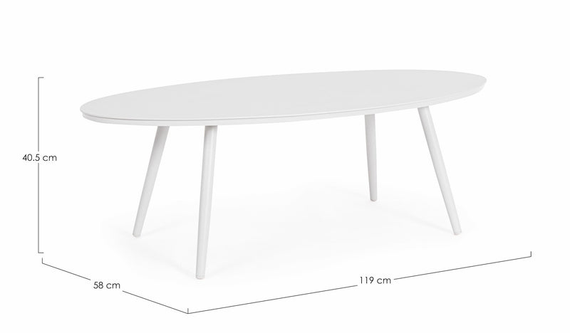 Masa de cafea pentru gradina / terasa, din aluminiu, Space Oval Alb, L119xl58xH40,5 cm (7)