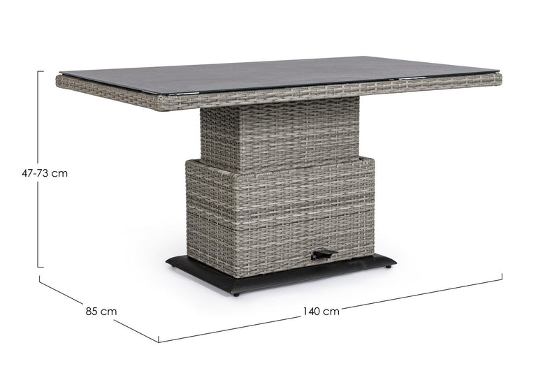 Masa de cafea pentru gradina / terasa din ceramica, fibre sintetice si metal, cu inaltime reglabila, Kentis Gri, L140xl85xH47-73 cm (16)