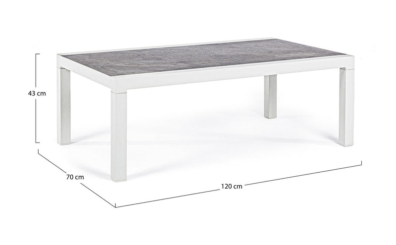 Masa de cafea pentru gradina / terasa din ceramica si aluminiu, Kledi Gri / Alb, L120xl70xH43 cm (8)