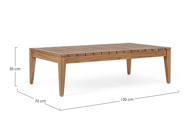 Masa de cafea pentru gradina / terasa din lemn de tec, Keilani Natural, L120xl70xH35 cm (6)
