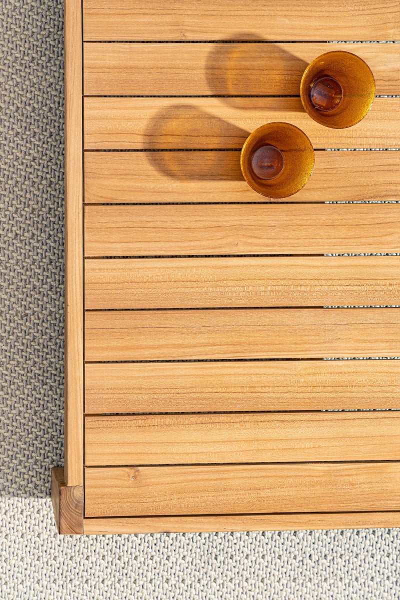 Masa de cafea pentru gradina / terasa, din lemn de tec, Kobo Natural, L120xl80xH30 cm (7)