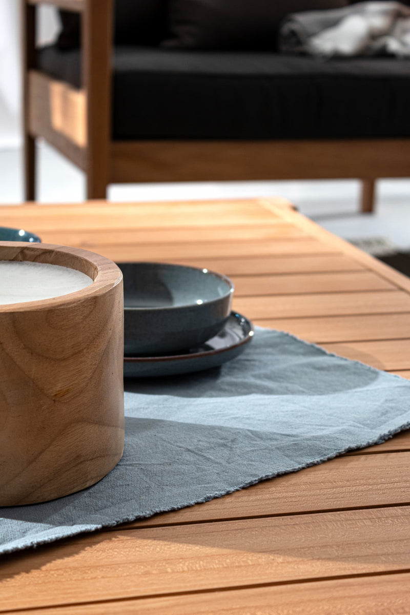 Masa de cafea pentru gradina / terasa, din lemn de tec, Kobo Natural, L120xl80xH30 cm (6)