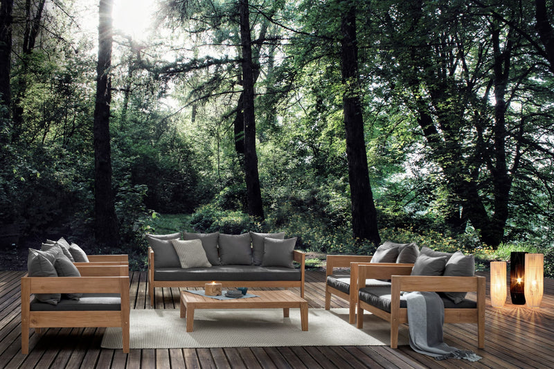 Masa de cafea pentru gradina / terasa, din lemn de tec, Kobo Natural, L120xl80xH30 cm (4)