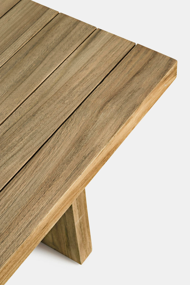 Masa de cafea pentru gradina / terasa, din lemn de tec, Xylia Natural, L120xl70xH35 cm (9)