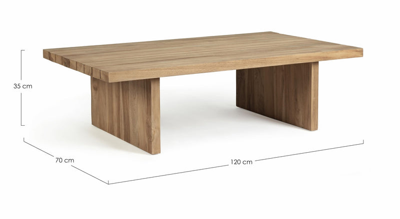 Masa de cafea pentru gradina / terasa, din lemn de tec, Xylia Natural, L120xl70xH35 cm (10)