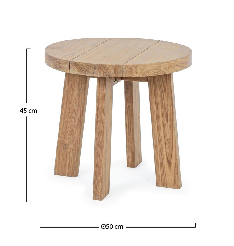 Masa de cafea pentru gradina / terasa, din lemn de tec reciclat, Bolivar Small Natural, Ø50xH45 cm (5)