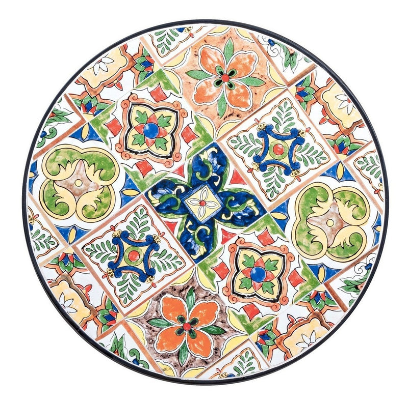 Masa de gradina / terasa din ceramica si metal, Paloma Multicolor / Negru, Ø60xH75 cm (3)