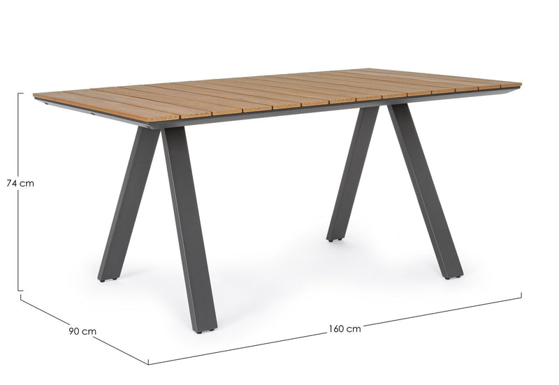 Masa de gradina / terasa din lemn compozit si metal, Elias Small Natural / Antracit, L160xl90xH74 cm (4)