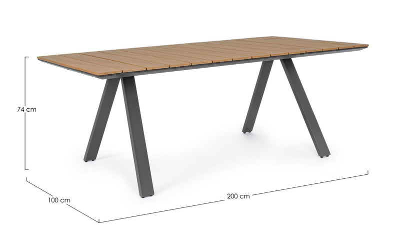 Masa de gradina / terasa din lemn compozit si metal, Elias Natural / Antracit, L200xl100xH74 cm (5)