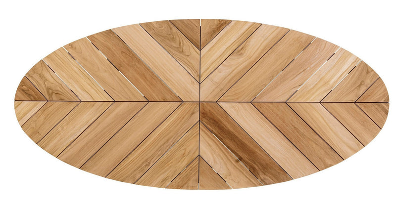 Masa de gradina / terasa din lemn de tec si metal, Palmdale Oval Natural / Alb, L240xl110xH77 cm (10)