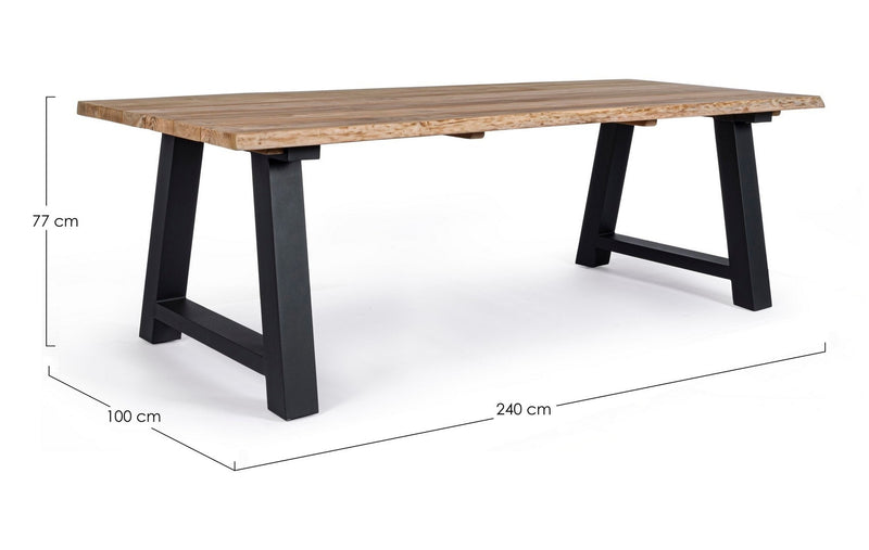 Masa de gradina / terasa din lemn de tec si metal, Rolland Natural / Negru, L240xl100xH77 cm (7)