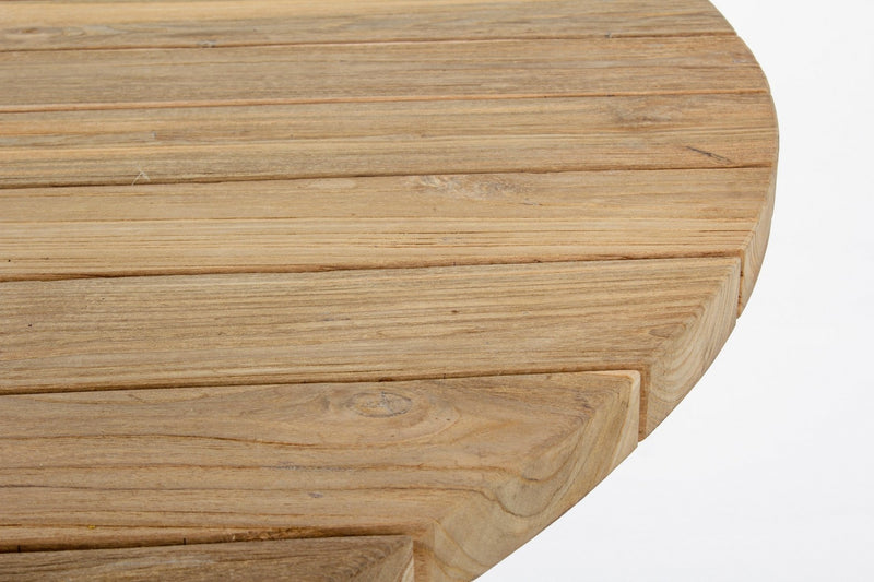 Masa de gradina / terasa din lemn reciclat de tec si metal, Brandon Natural / Negru, Ø150xH77,5 cm (6)