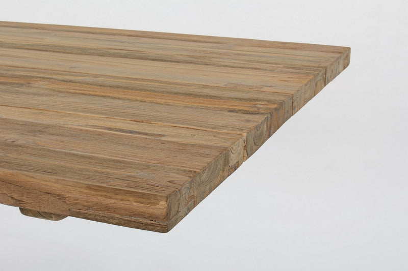 Masa de gradina / terasa din lemn reciclat de tec si metal, Ramsey Natural / Negru, L240xl100xH77 cm (9)