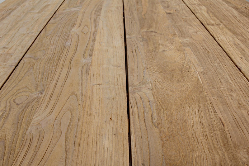 Masa de gradina / terasa din lemn reciclat de tec si metal, Ramsey Natural / Negru, L240xl100xH77 cm (10)
