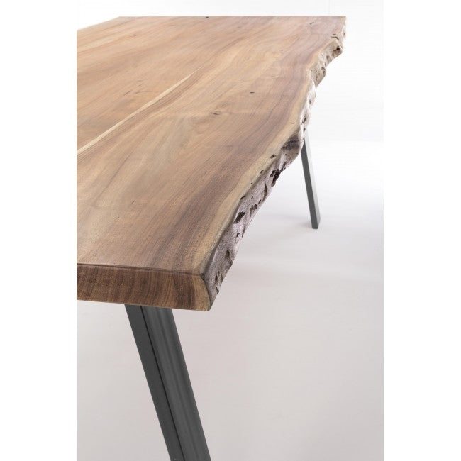 Masa din lemn de salcam si metal Aron Natural, L200xl95xH77 cm (4)