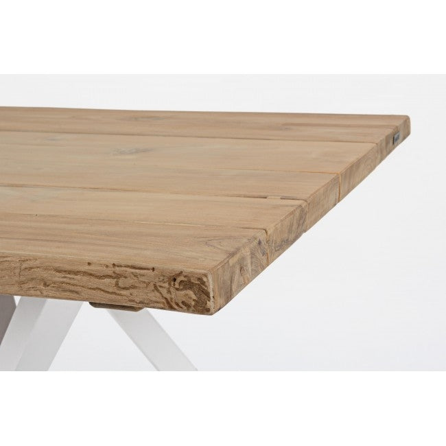 Masa din lemn de tec reciclat si metal Coleman Natural / Alb, L220xl100xH76 cm (2)