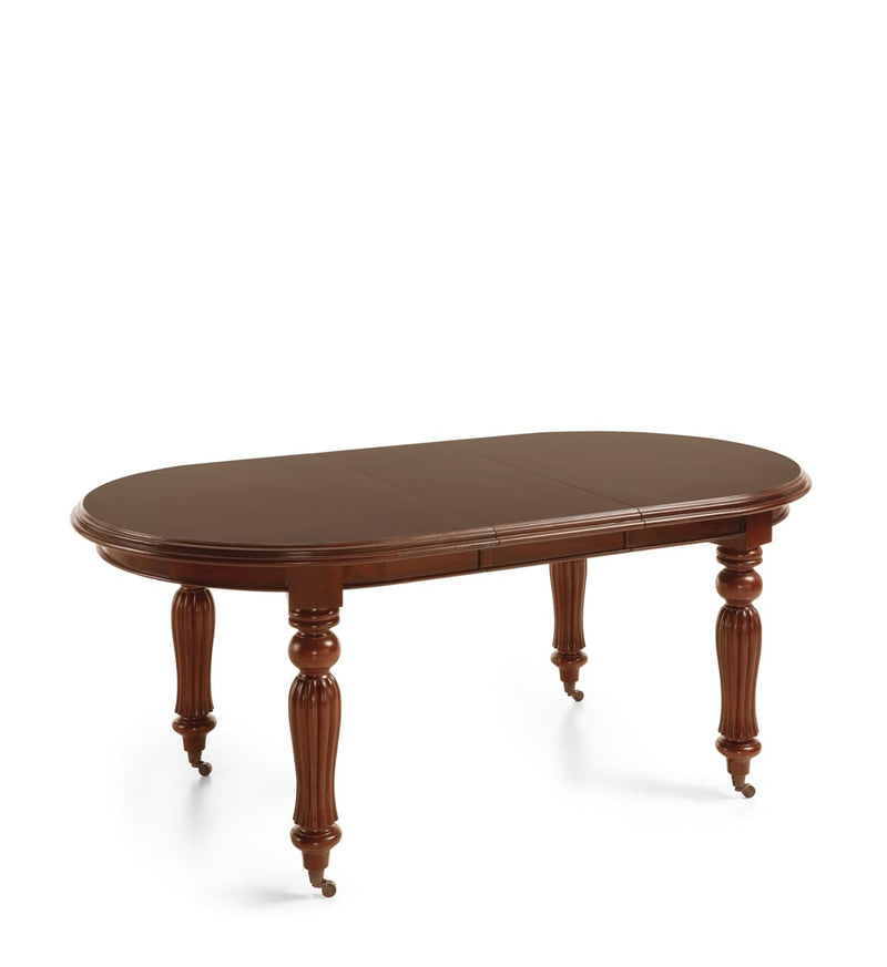 Masa din lemn extensibila cu rotile, Vintage Oval Nuc, L160-240xl110xH80 cm (3)