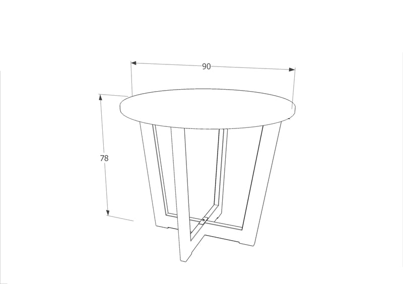 Masa rotunda din lemn si metal, Connley Stejar Natural / Negru, Ø90xH78 cm (3)