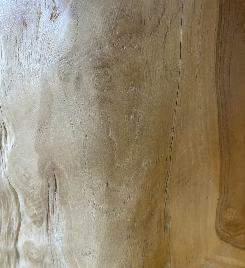 Masa rotunda din lemn si sticla, Teak Root Natural, Ø150xH78 cm (2)