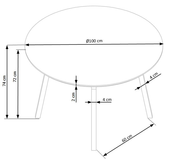 Masa rotunda din MDF si metal, Ballari Gri Deschis / Negru, Ø100xH74 cm (11)