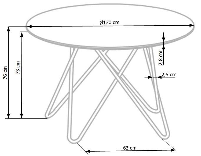 Masa rotunda din MDF si metal Bonita Gri / Auriu, Ø120xH76 cm (17)