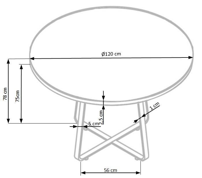 Masa rotunda din MDF, furnir si metal, Lopera II Stejar Auriu / Negru, Ø120xH78 cm (17)