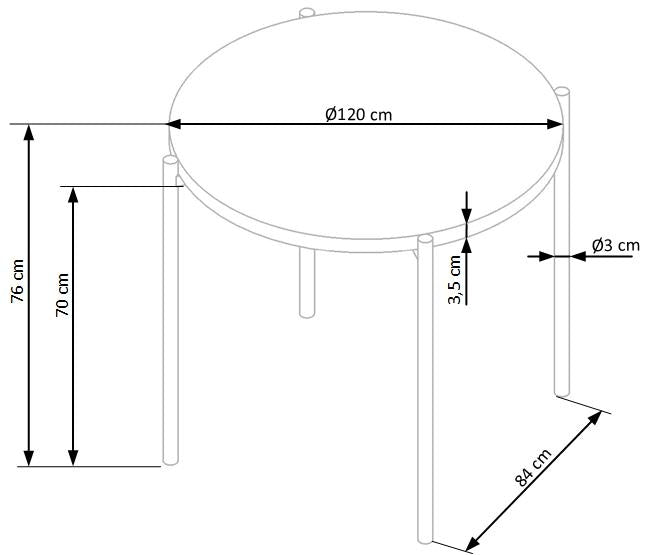 Masa rotunda din MDF si metal, Morgado Stejar Auriu / Negru, Ø120xH76 cm (9)