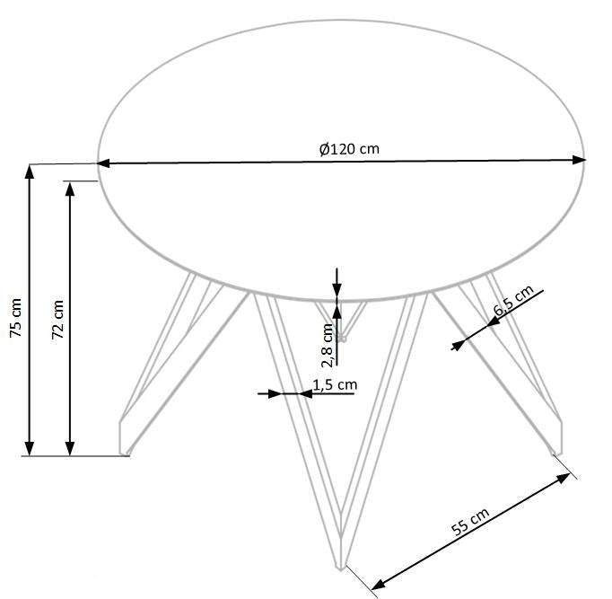 Masa rotunda din MDF si metal, Mozare Stejar Auriu / Negru, Ø120xH75 cm (15)