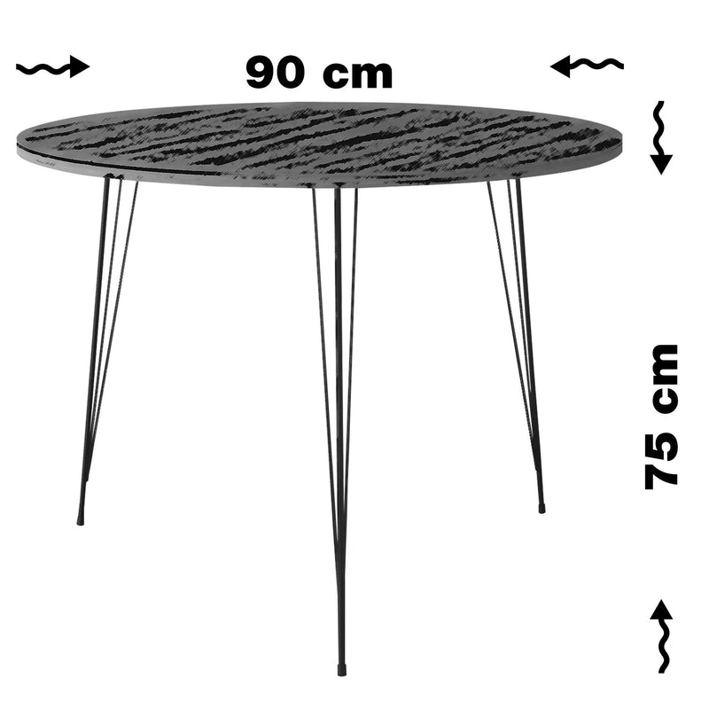 Masa rotunda din pal si metal, Sandalf Stejar Natural / Negru, Ø90xH75 cm (5)