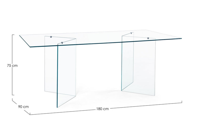 Masa din sticla Iride Rectangular Transparent, L180xl90xH75 cm (4)