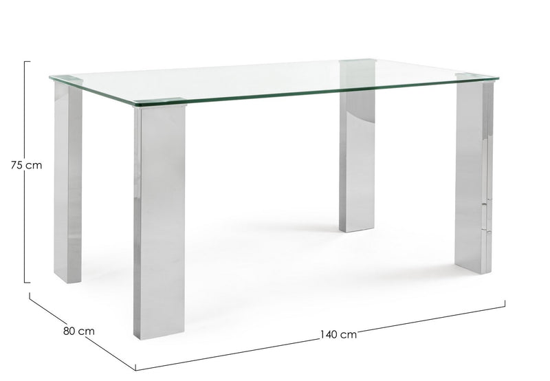 Masa din sticla si MDF New Arley Small Transparent / Crom, L140xl80xH75 cm (5)