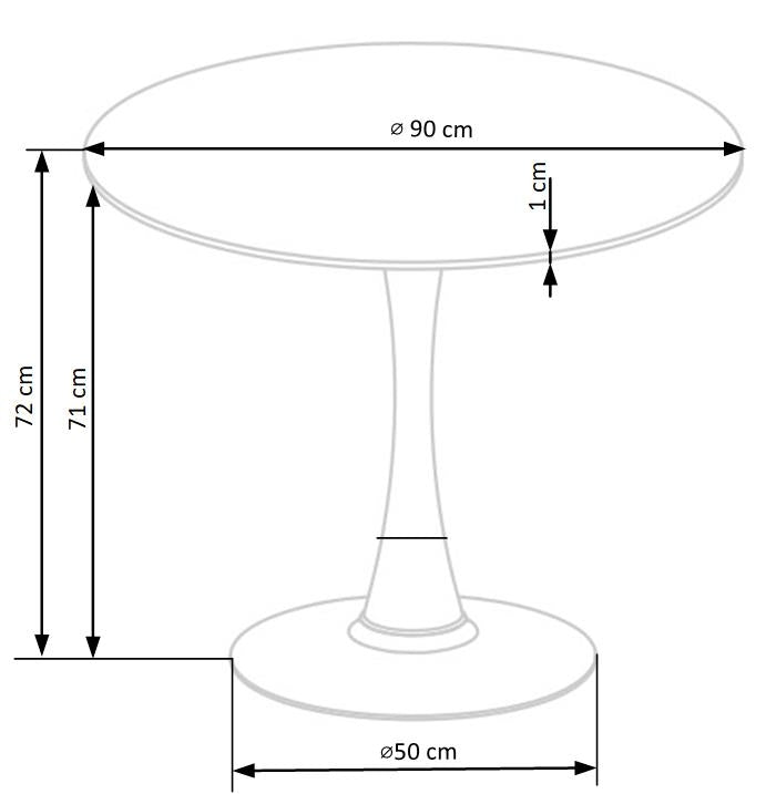 Masa rotunda din sticla si metal Amberly Alb / Negru, Ø90xH72 cm (11)
