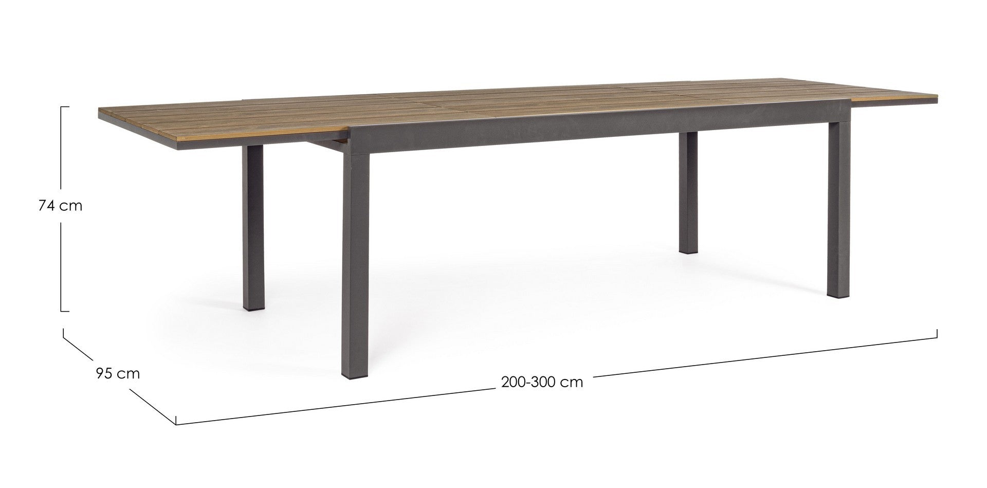 Masa extensibila de gradina / terasa din lemn compozit si metal, Elias I Natural / Antracit, L200-300xl95xH74 cm (10)
