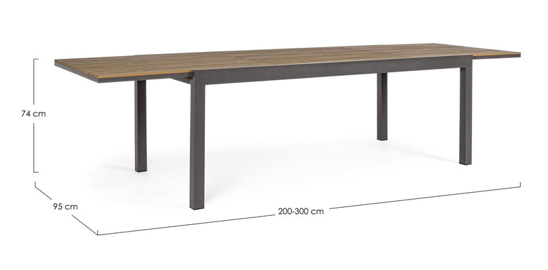 Masa extensibila de gradina / terasa din lemn compozit si metal, Elias I Natural / Antracit, L200-300xl95xH74 cm (10)