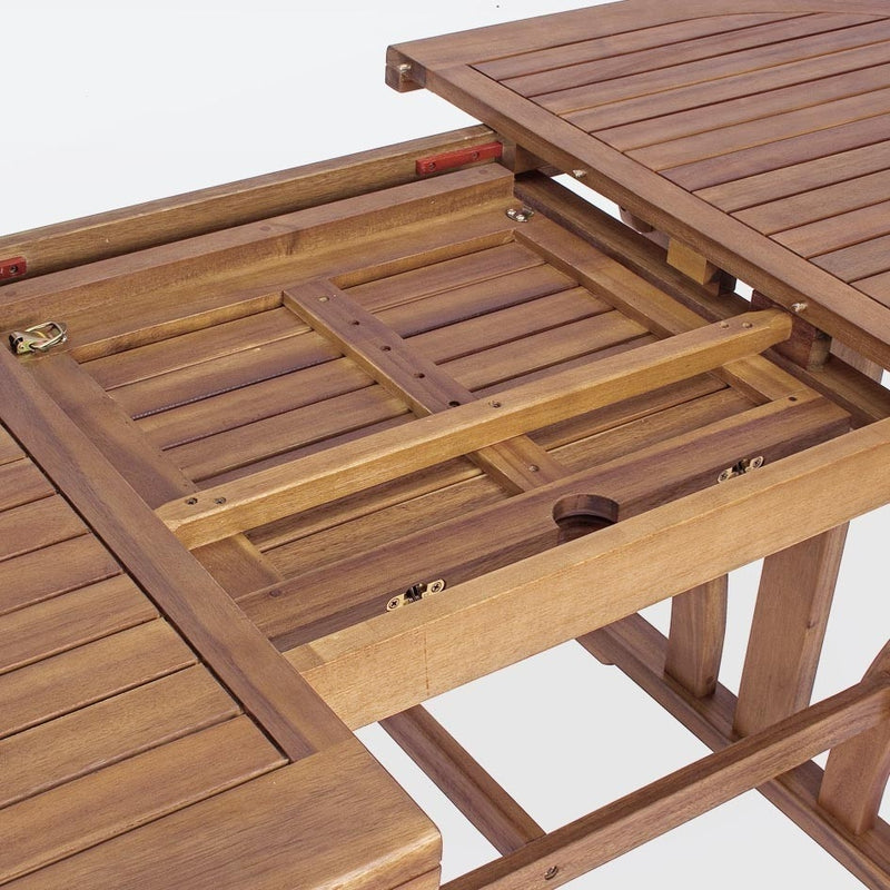 Masa extensibila de gradina / terasa din lemn de salcam, Noemi Small Oval Natural, L150-200xl90xH74 cm (4)
