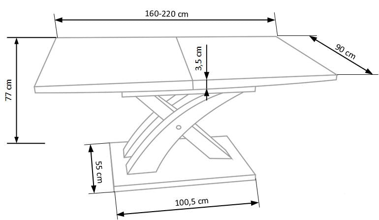 Masa extensibila din MDF Sander Stejar Sonoma, L160-220xl90xH77 cm (8)