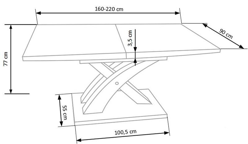 Masa extensibila din MDF si metal, Sander Alb, L160-220xl90xH77 cm (8)