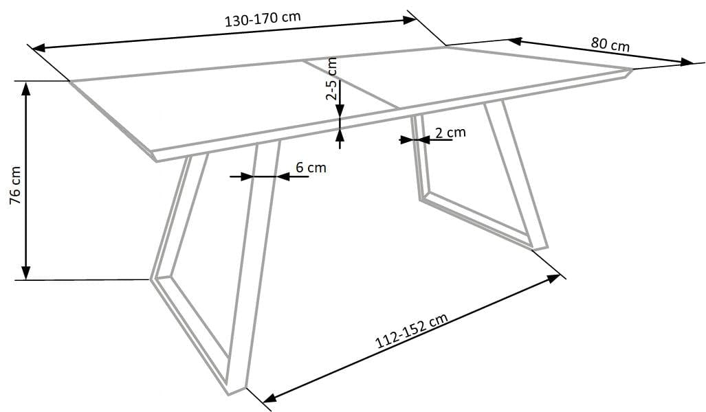 Masa extensibila din MDF si metal Trevani Stejar Sonoma, L130-170xl80xH76 cm (4)
