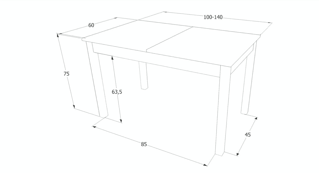 Masa extensibila din pal, Henri Small Antracit / Alb, L100-140xl60xH75 cm (1)
