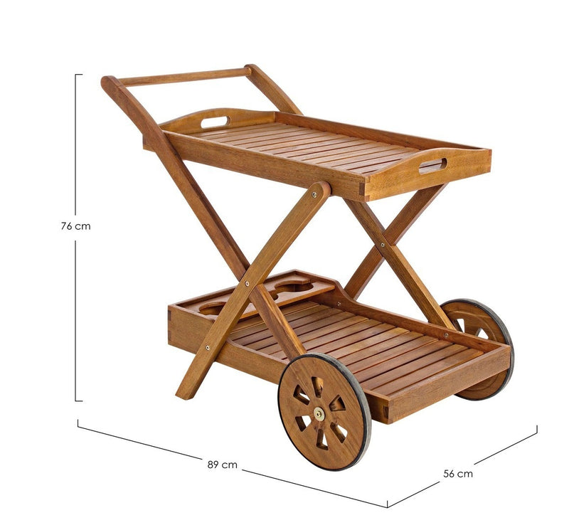Masa minibar mobila pentru gradina / terasa, din lemn de salcam, cu suport sticle, Noemi Natural, L89xl56xH76 cm (5)
