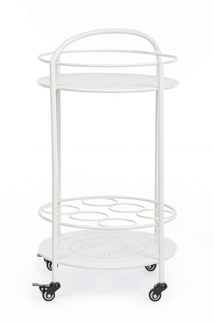 Masa minibar mobila din metal, cu suport sticle Burton, Ø45xH81 cm (4)