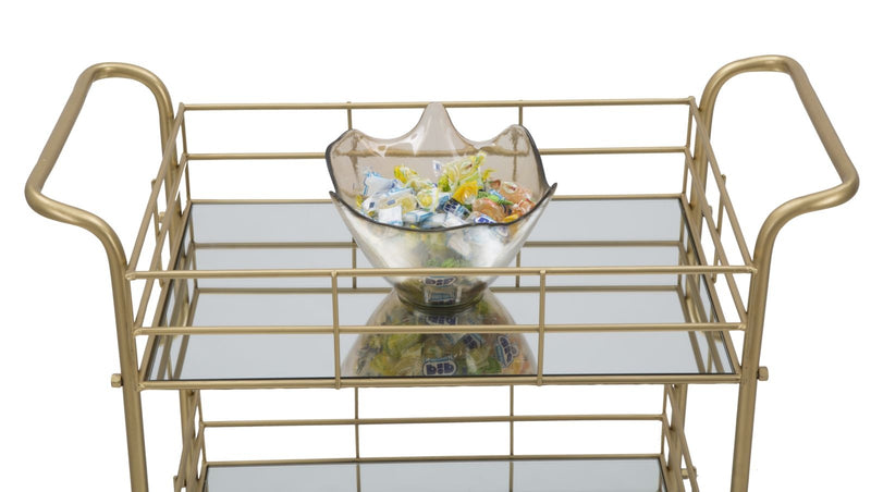 Masa minibar mobila din metal si sticla Glam Rett Auriu, L60xl30,5xH80 cm (8)