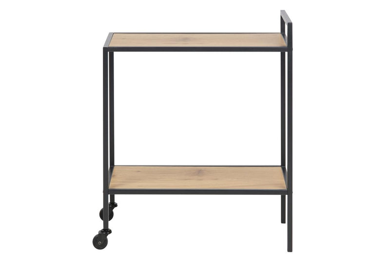 Masa minibar mobila din pal si metal Seaford Stejar / Negru, L60xl30xH75 cm (1)