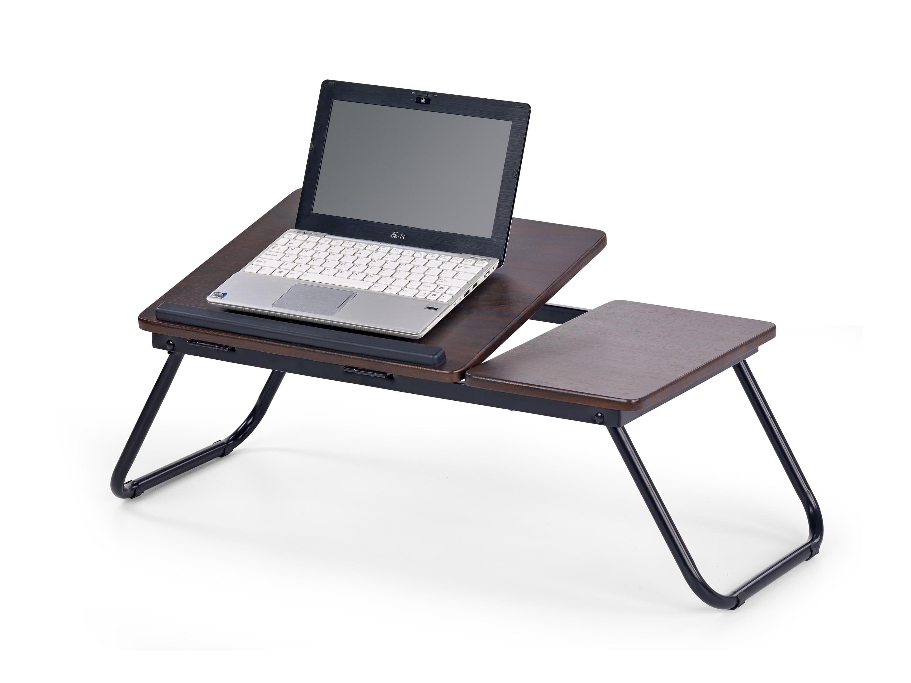 Masa pentru laptop din MDF si metal Ben-19 Nuc inchis, L60xl34xH23 cm